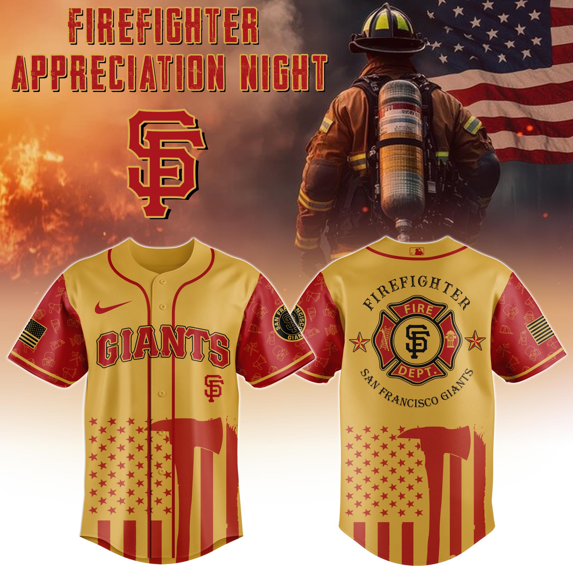 San Francisco Giants Mlb X Firefighter Appreciation Night Special Edition Custom Baseball Jersey 2025