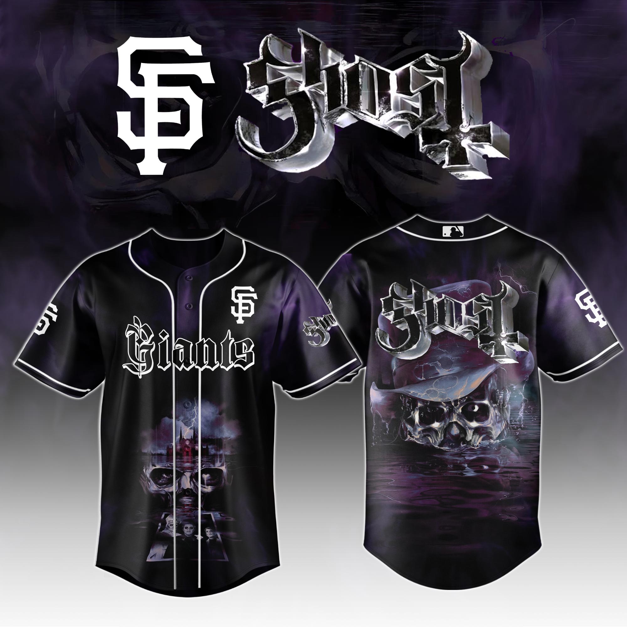 San Francisco Giants Mlb X Ghost Night Show Custom Baseball Jersey