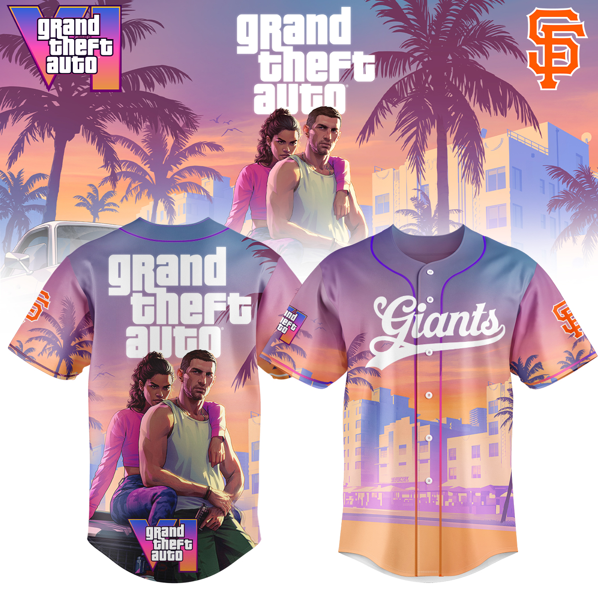San Francisco Giants Mlb X Grand Theft Auto Custom Baseball Jersey