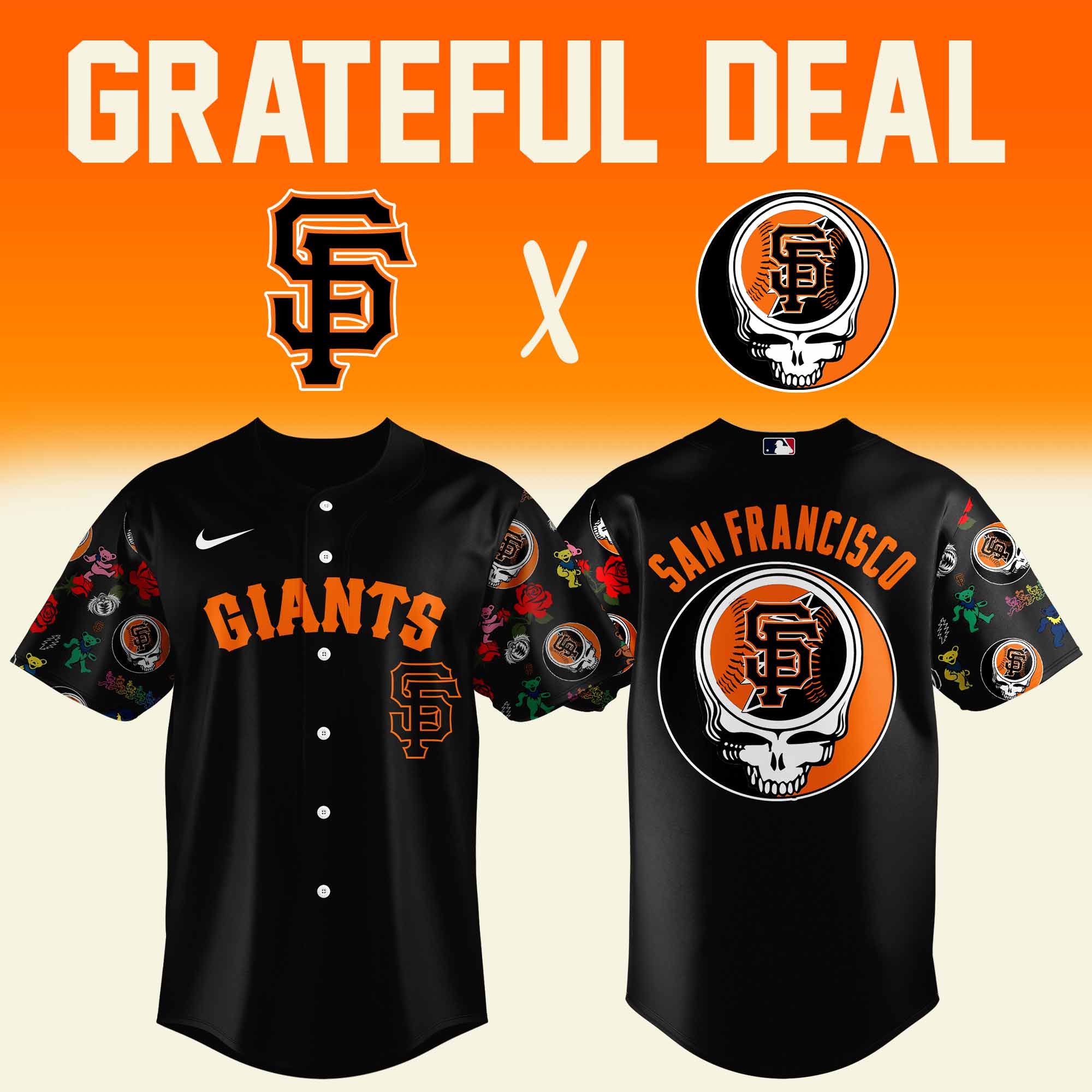 San Francisco Giants Mlb X Grateful Dead Grateful Deal Custom Baseball Jersey
