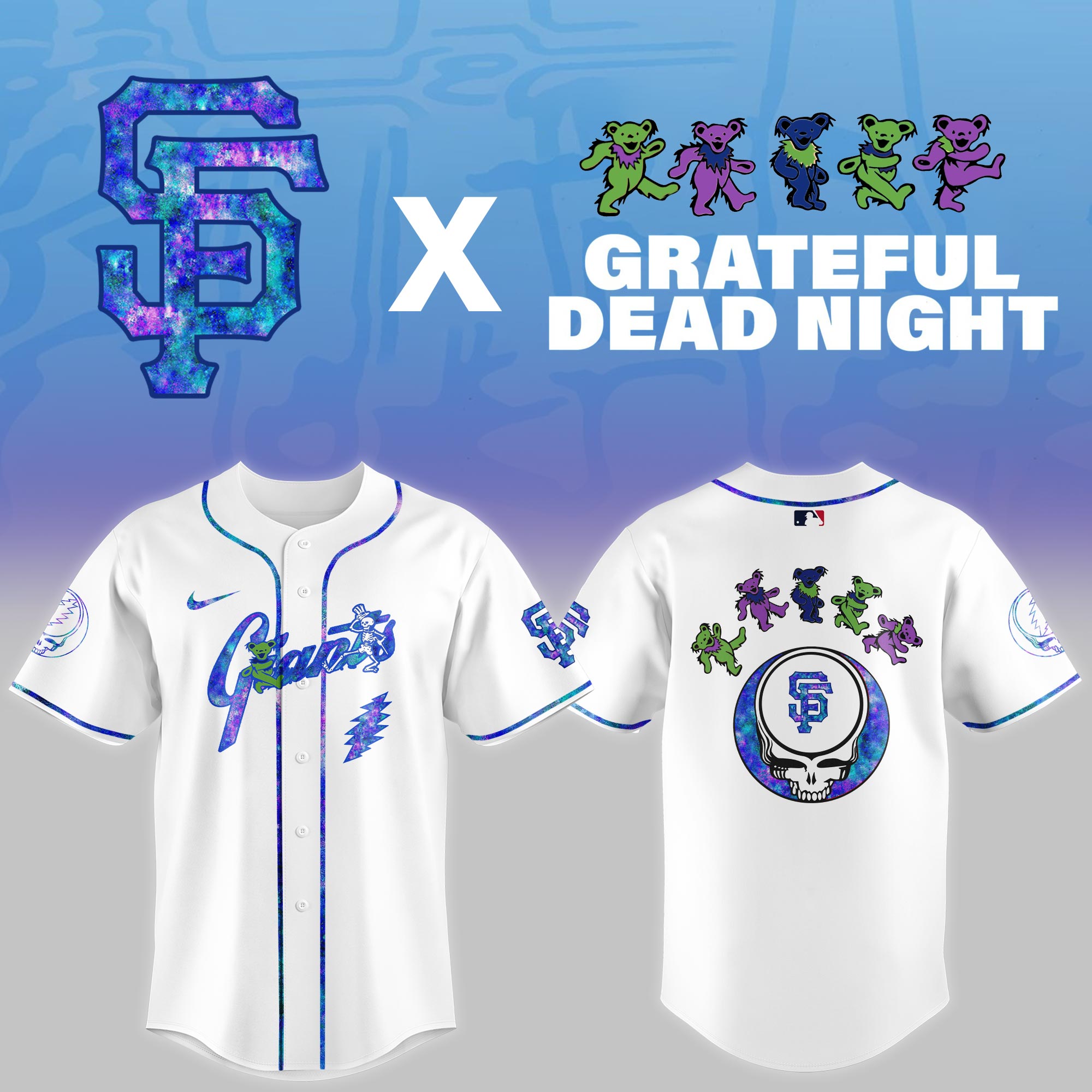 San Francisco Giants Mlb X Grateful Dead Theme Night Game Custom Baseball Jersey