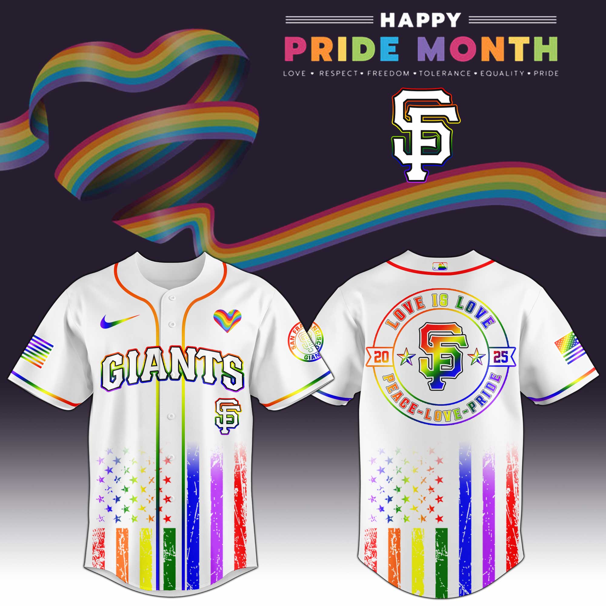 San Francisco Giants Mlb X Happy Pride Month Limited Edition Custom Baseball Jersey 2025
