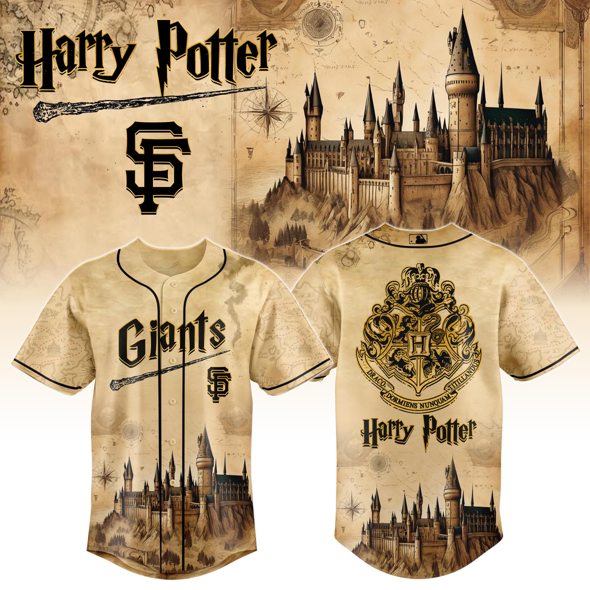 San Francisco Giants Mlb X Harry Potter Magic On The Mound Custom Baseball Jersey