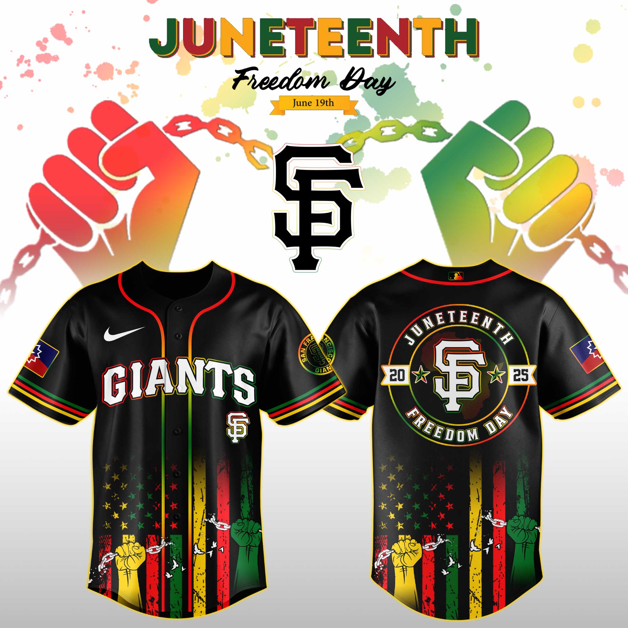 San Francisco Giants Mlb X Juneteenth Day Custom Baseball Jersey Edition Custom Baseball Jersey 2025