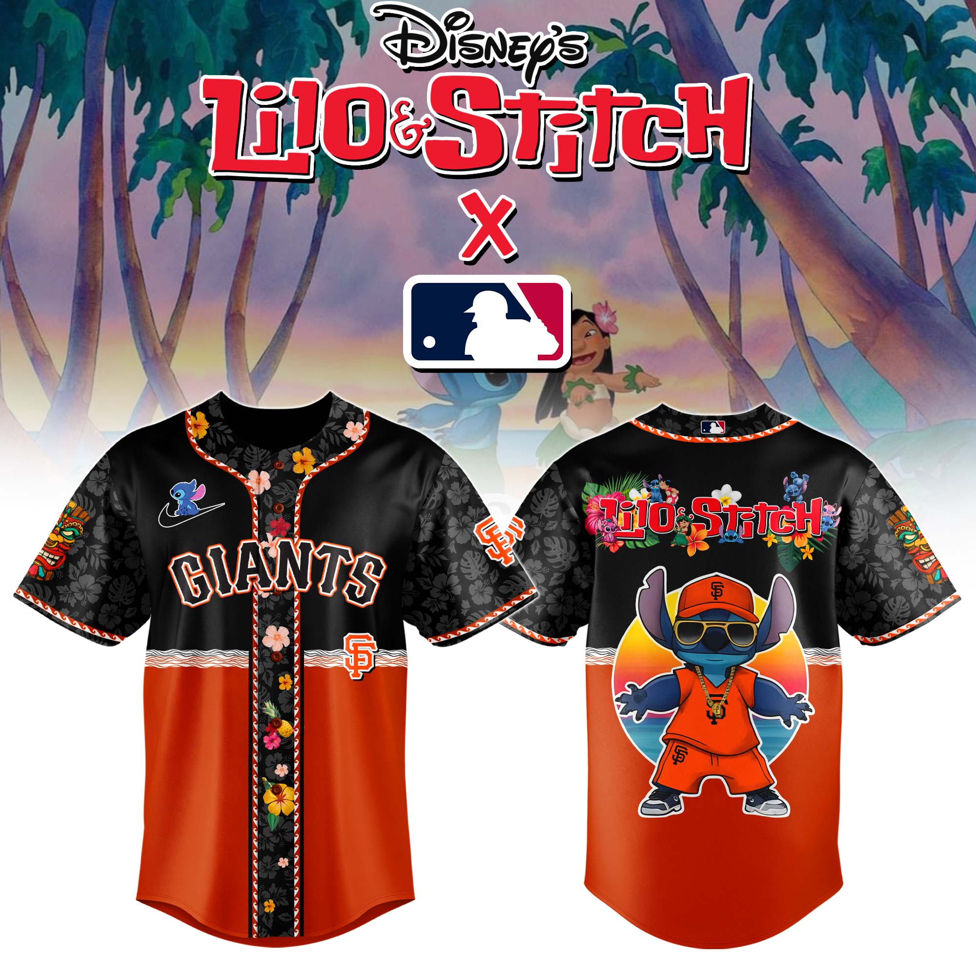 San Francisco Giants Mlb X Lilo & Stitch Custom Baseball Jersey