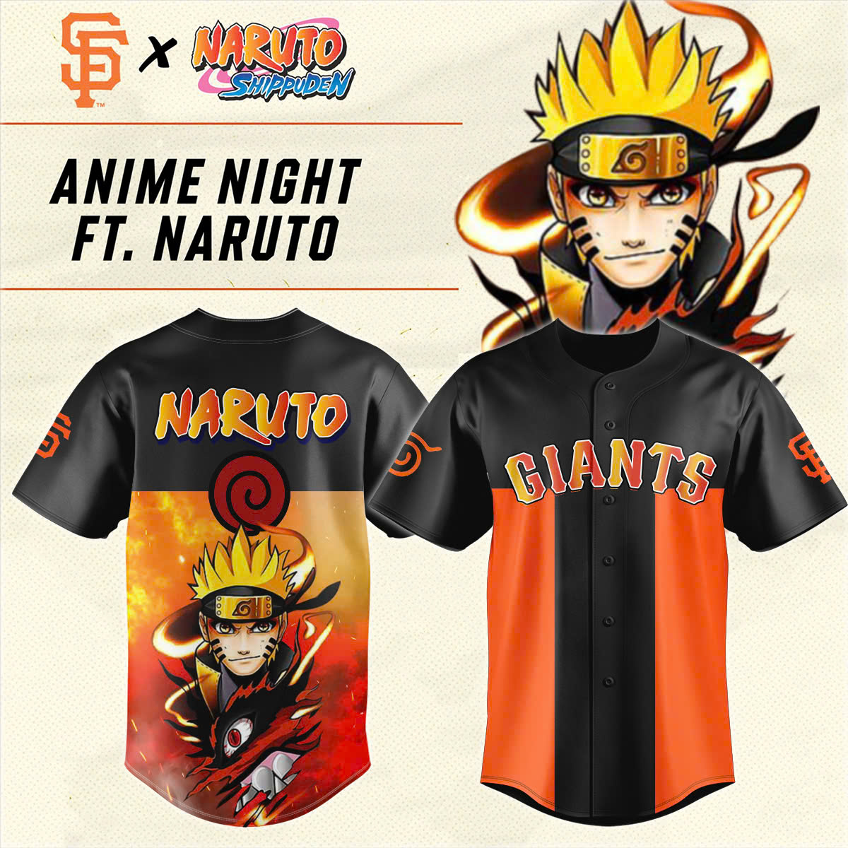 San Francisco Giants Mlb X Naruto Custom Baseball Jersey