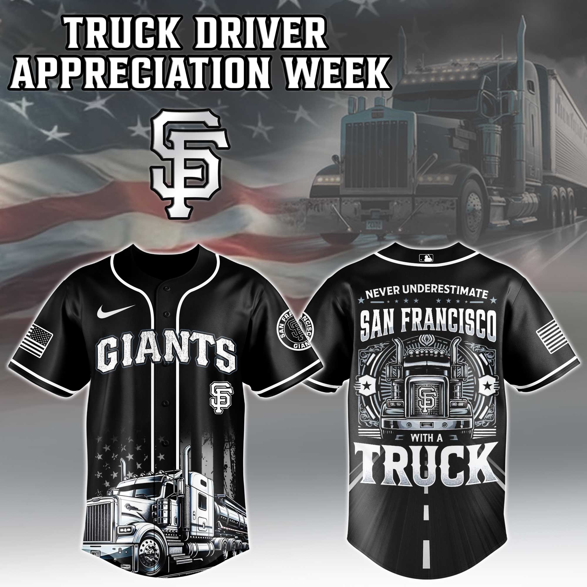 San Francisco Giants Mlb X Nation Truck Driver Appreciation Week Limited Edition Custom Baseball Jersey 2025