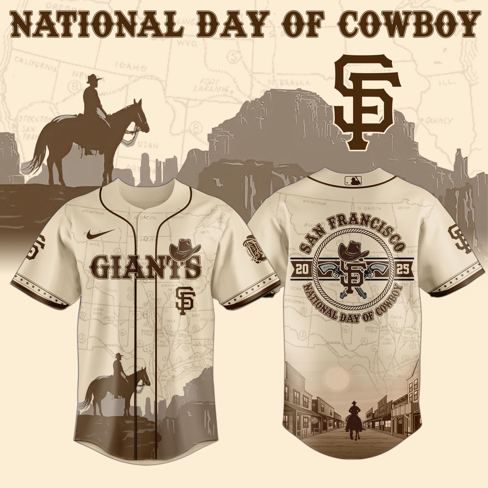 San Francisco Giants Mlb X National Day Of Cowboy Custom Baseball Jersey