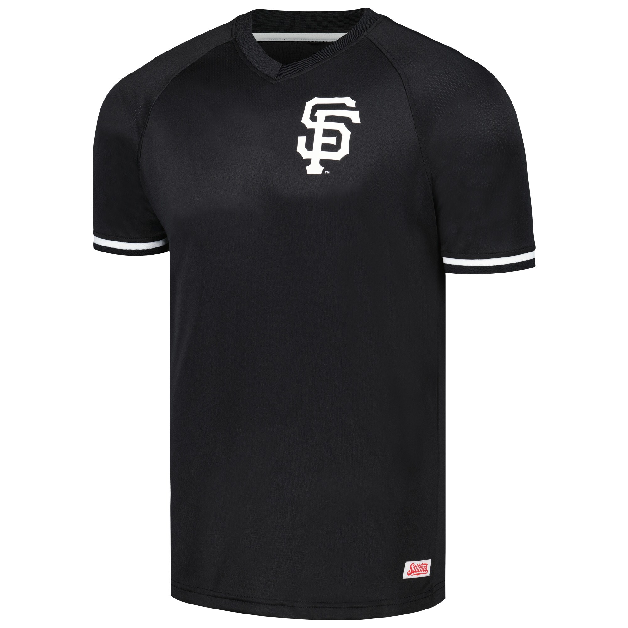 Alternative view of San Francisco Giants Stitches Black Raglan V-neck Baseball Jersey