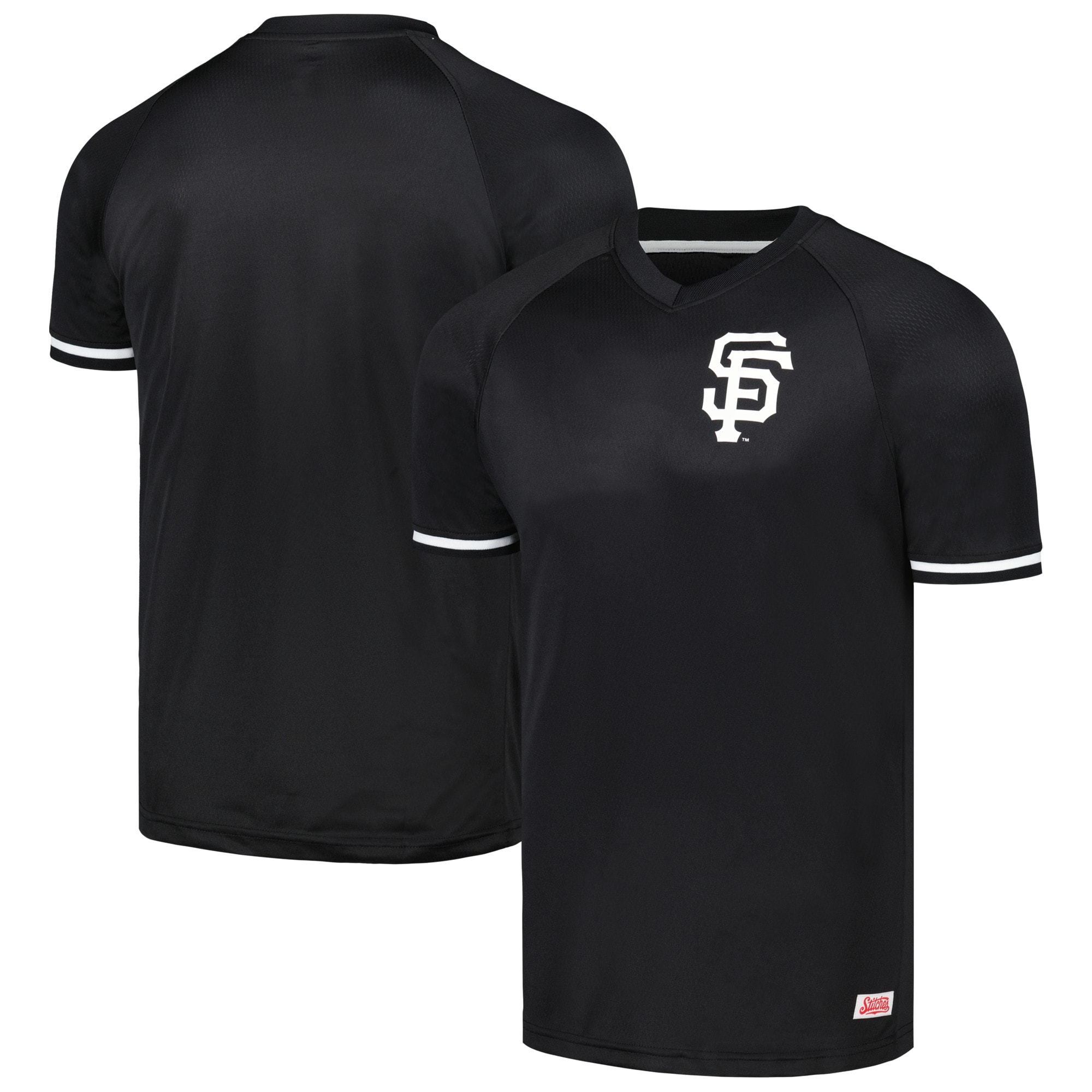San Francisco Giants Stitches Black Raglan V-neck Baseball Jersey