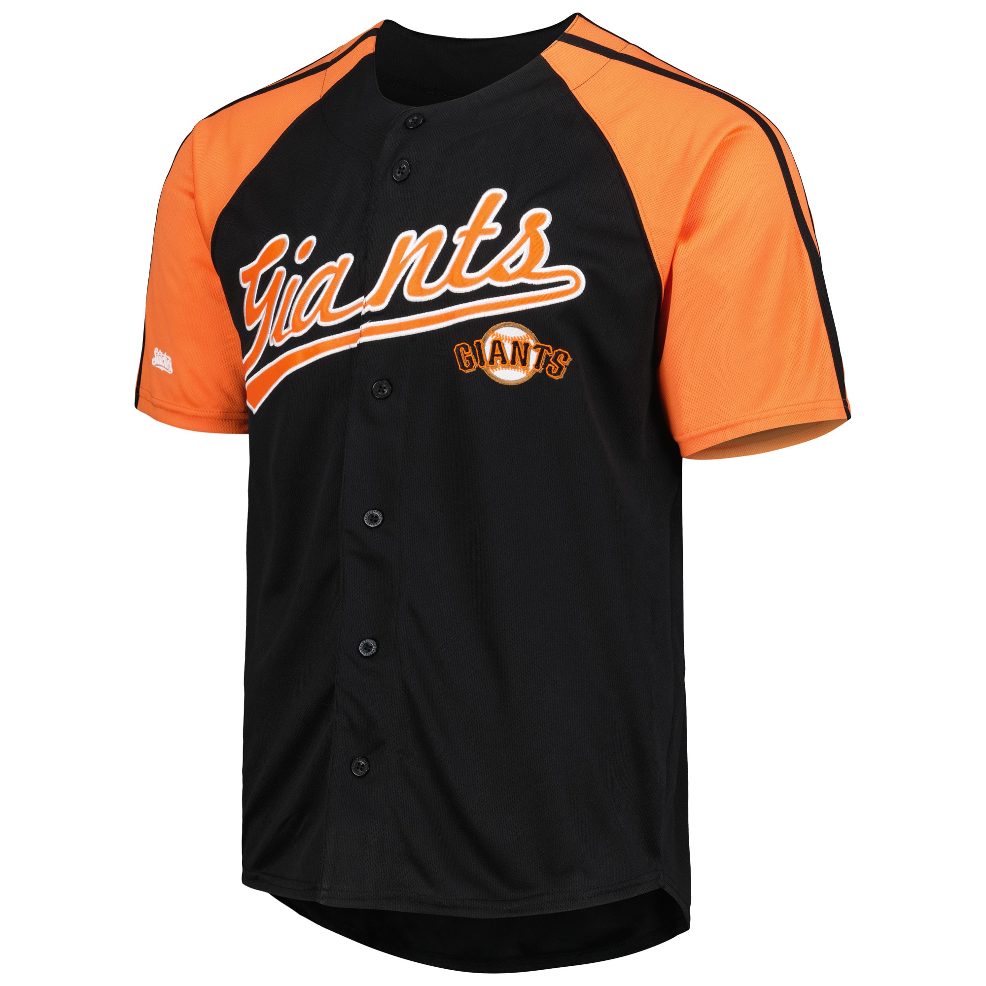 Alternative view of San Francisco Giants Stitches Button-down Raglan Fashion Baseball Jersey – Black