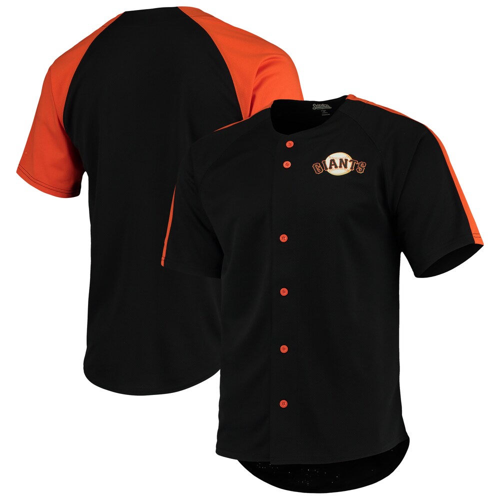 San Francisco Giants Stitches Logo Button-up Baseball Jersey - Black