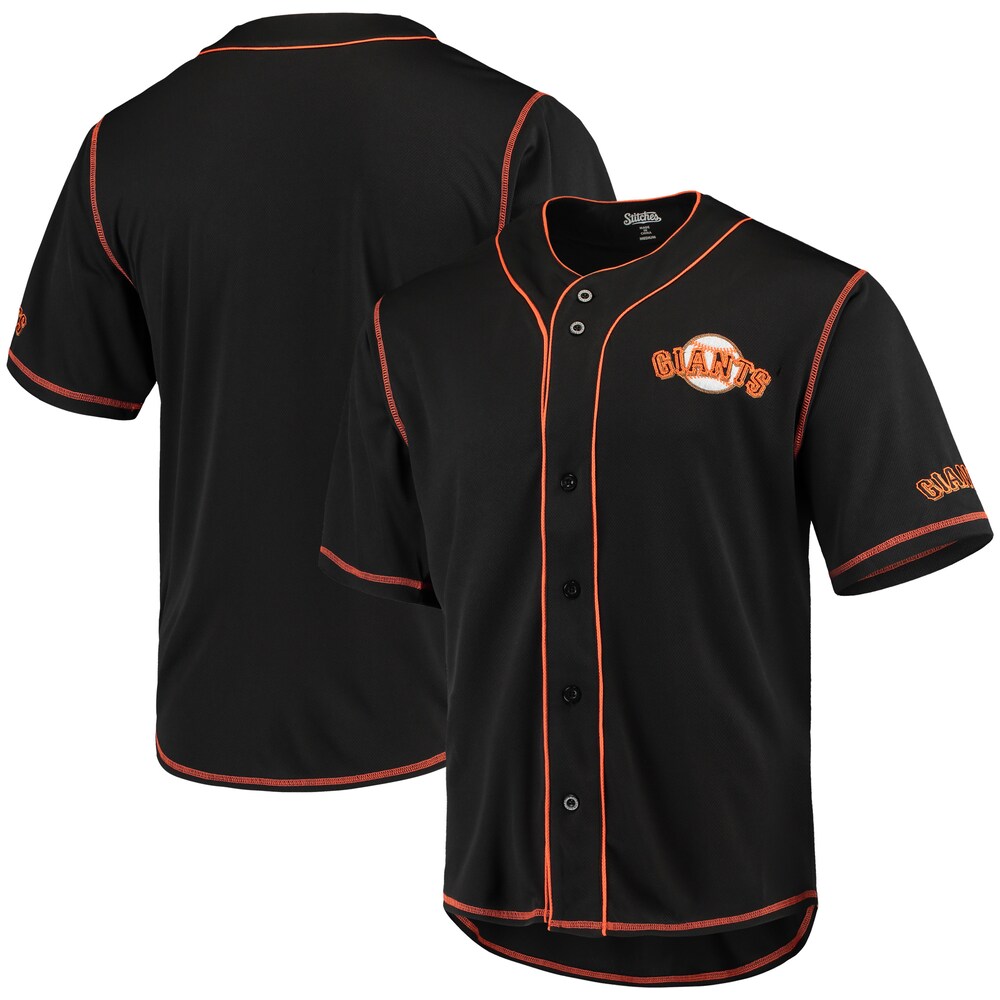 San Francisco Giants Stitches Team Color Button-down Baseball Jersey - Black/orange