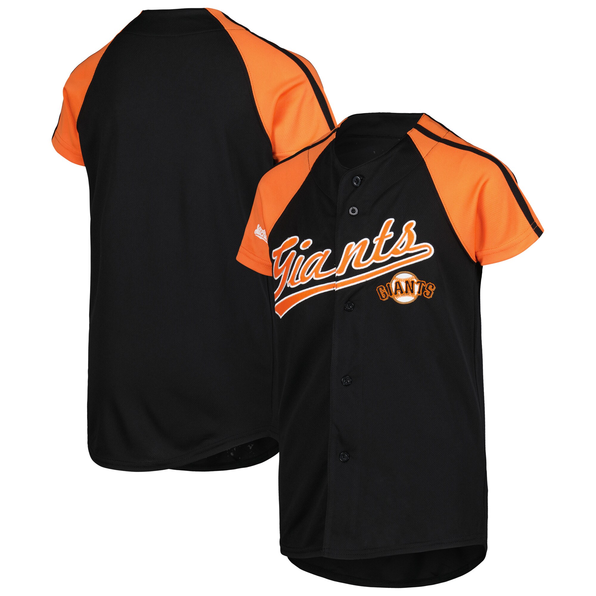 Alternative view of San Francisco Giants Stitches Youth Team Baseball Jersey - Black/orange