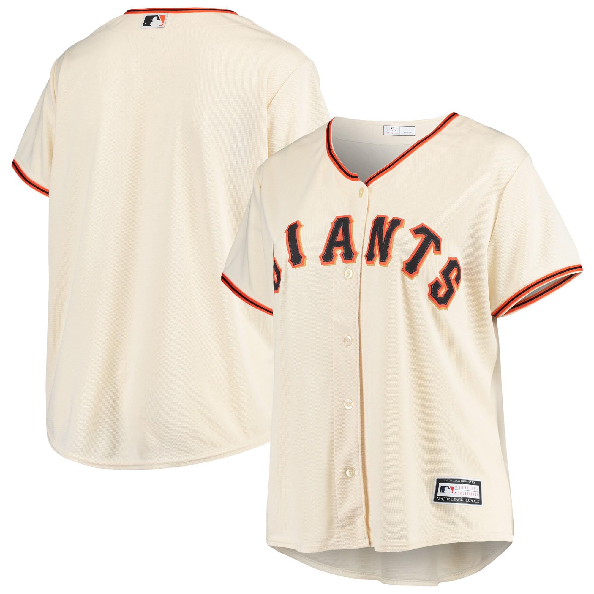 Alternative view of San Francisco Giants Women's Plus Size Home Replica Team Baseball Jersey - Cream
