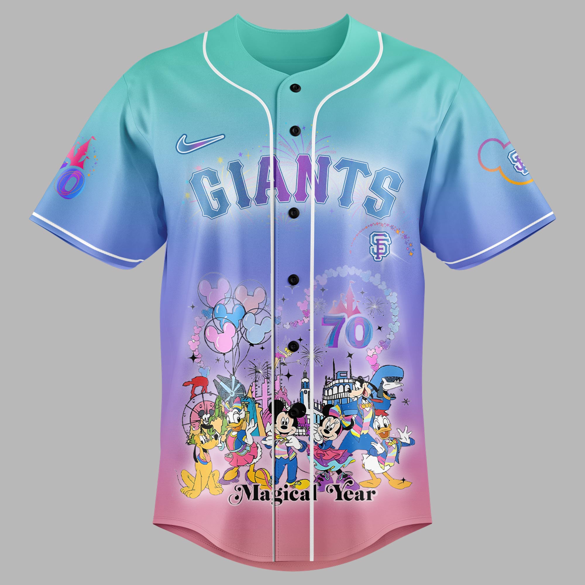 Alternative view of San Francisco Giants X Celebrating Disneyland’s 70th Exclusive Design Custom Baseball Jersey