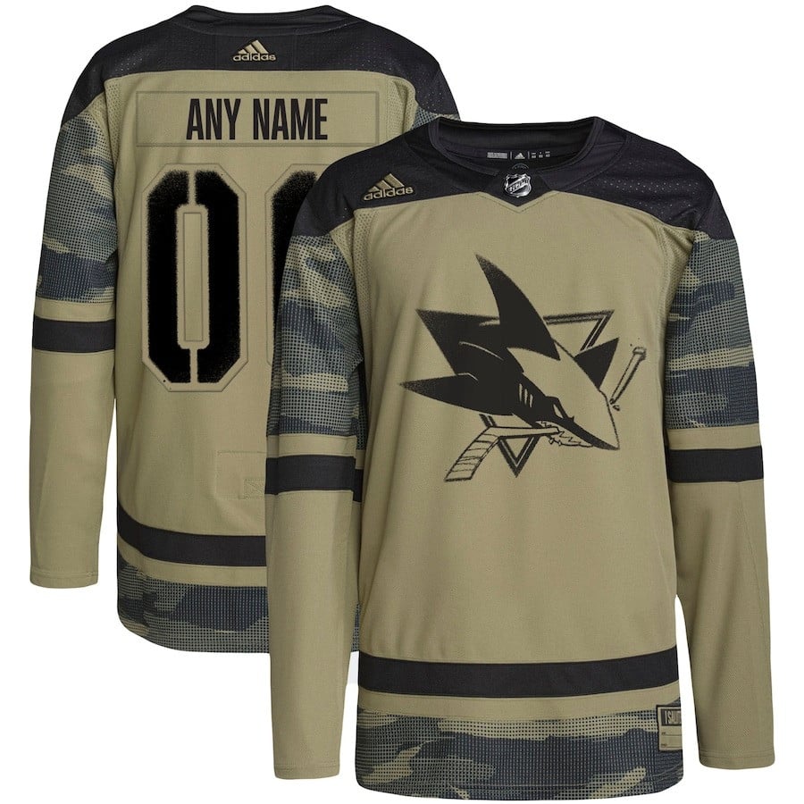 San Jose Sharks Military Appreciation Team Custom Practice Hockey Jersey - Camo - JS905 