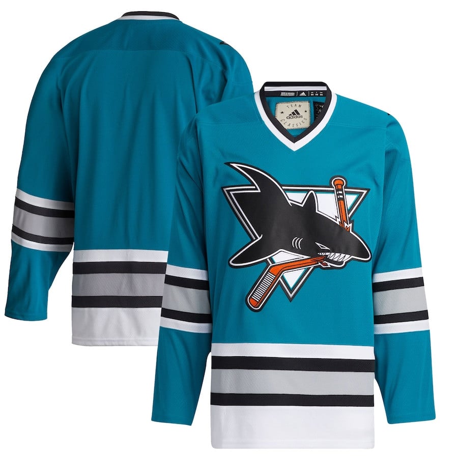 San Jose Sharks Team Classics Blank Men Hockey Jersey - Teal - JS702 