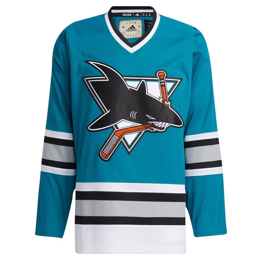 Alternative view of San Jose Sharks Team Classics Blank Men Hockey Jersey - Teal - JS702 