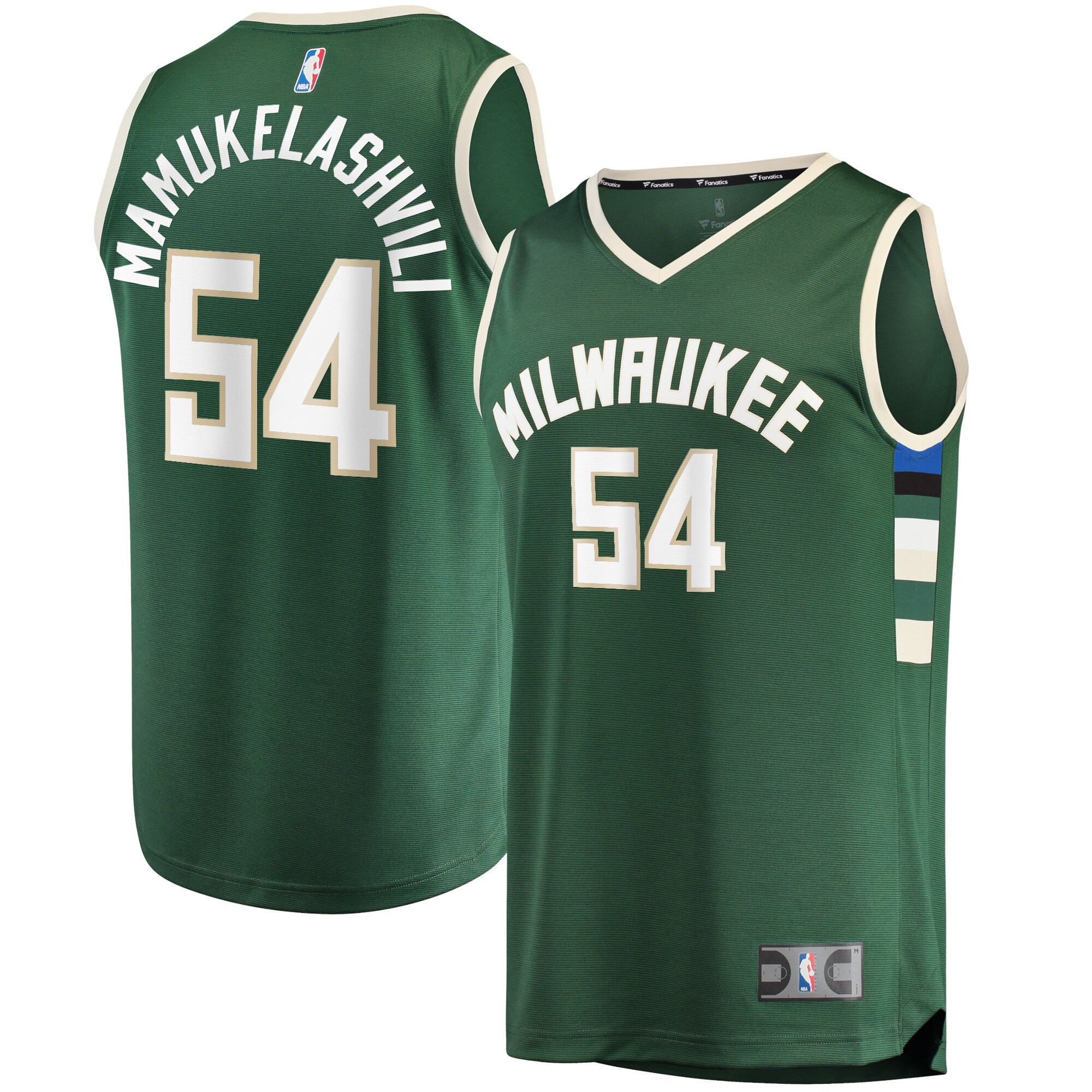 Alternative view of Sandro Mamukelashvili Milwaukee Bucks Fanatics Branded 2021/22 Fast Break Replica Basketball Jersey - Icon Edition - Hunter Green