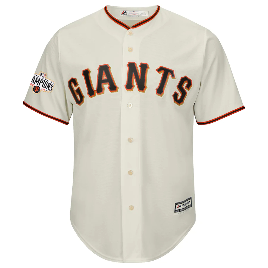 Alternative view of Santiago Casilla San Francisco Giants Majestic World Series Champions Cool Base Baseball Jersey - Cream