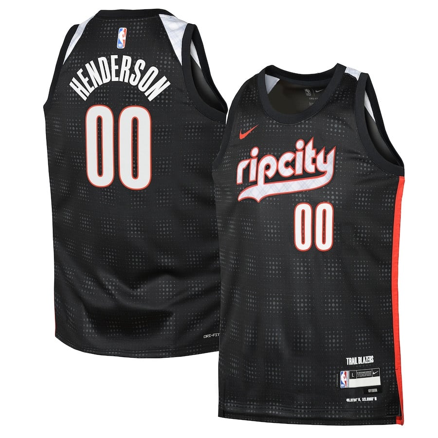 Scoot Henderson 00 Portland Trail Blazers 2024/25 Swingman Player YOUTH Basketball Jersey - City Edition - Black - JS227 