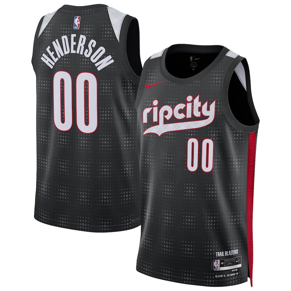 Scoot Henderson 00 Portland Trail Blazers Unisex 2024/25 Swingman Player Basketball Jersey - City Edition - Black - JS651 