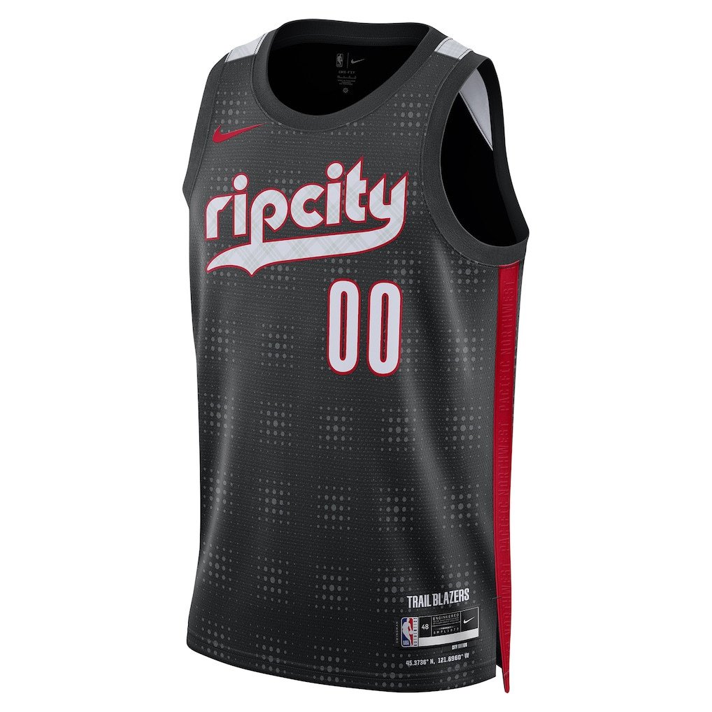 Alternative view of Scoot Henderson 00 Portland Trail Blazers Unisex 2024/25 Swingman Player Basketball Jersey - City Edition - Black - JS651 