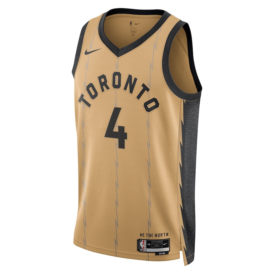 Alternative view of Scottie Barnes 4 Toronto Raptors 2023/24 City Edition Swingman Basketball Jersey - Gold - JS580 