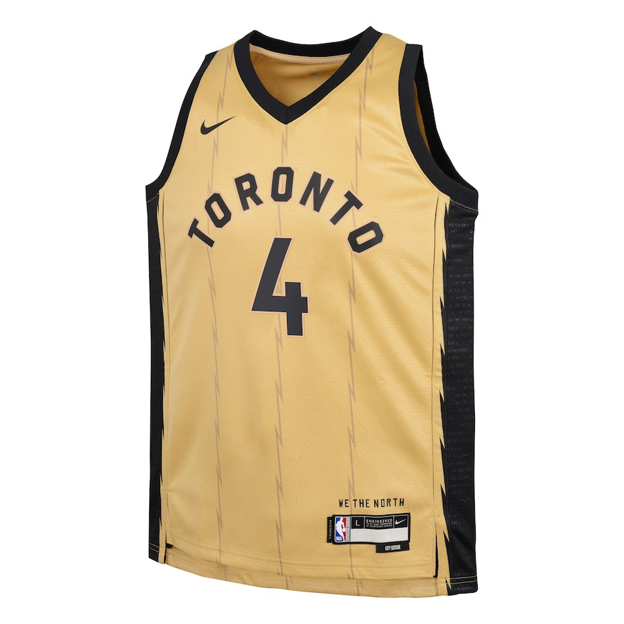 Alternative view of Scottie Barnes 4 Toronto Raptors 2023/24 City Edition Swingman YOUTH Basketball Jersey - Gold - JS804 