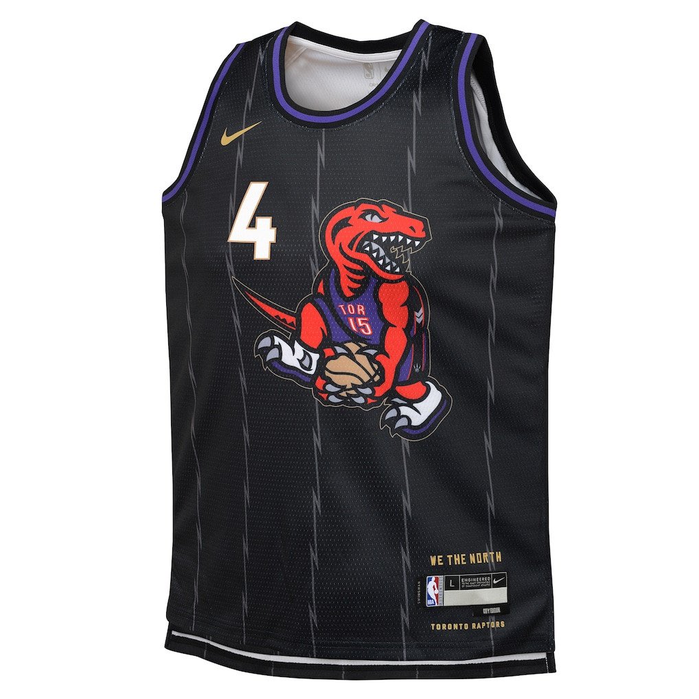 Alternative view of Scottie Barnes 4 Toronto Raptors 2024/25 Swingman Player YOUTH Basketball Jersey - City Edition - Black - JS942 