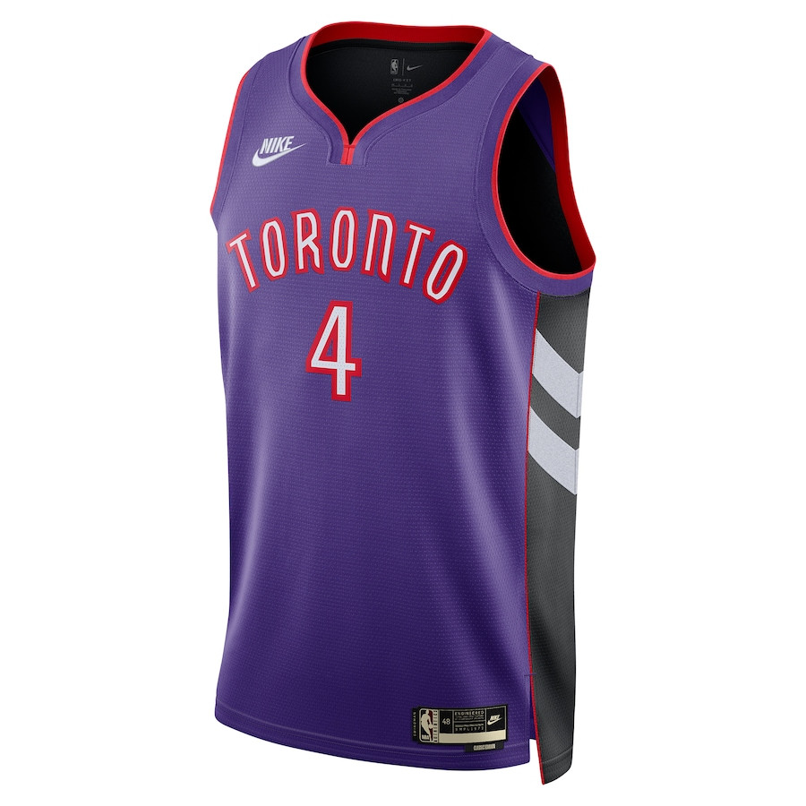 Alternative view of Scottie Barnes 4 Toronto Raptors Unisex 2024/25 Swingman Basketball Jersey - Purple - Classic Edition - JS580 