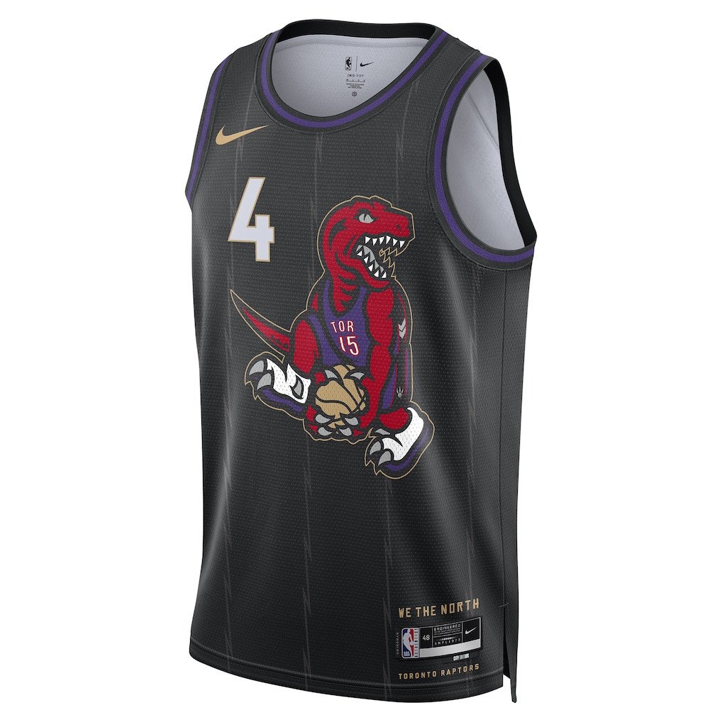 Alternative view of Scottie Barnes 4 Toronto Raptors Unisex 2024/25 Swingman Player Basketball Jersey - City Edition - Black - JS967 