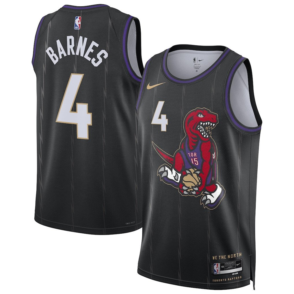 Scottie Barnes 4 Toronto Raptors Unisex 2024/25 Swingman Player Basketball Jersey - City Edition - Black - JS967 