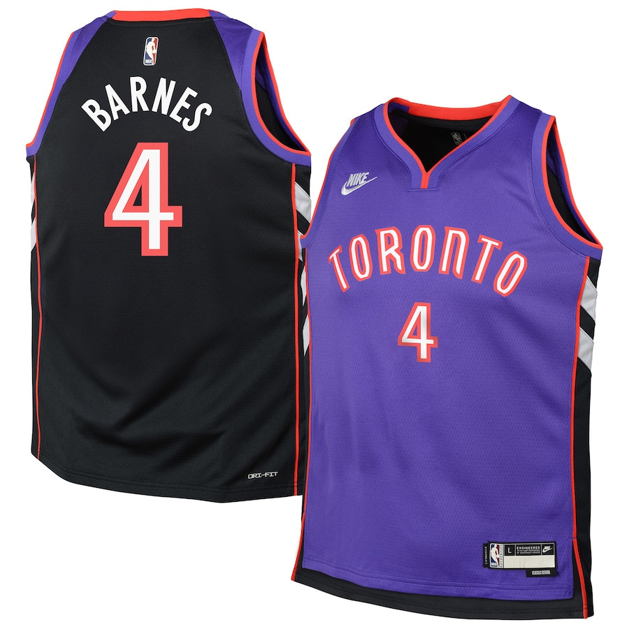 Scottie Barnes 4 Toronto Raptors Youth 2024/25 Swingman Basketball Jersey - Purple - Classic Edition - JS678 