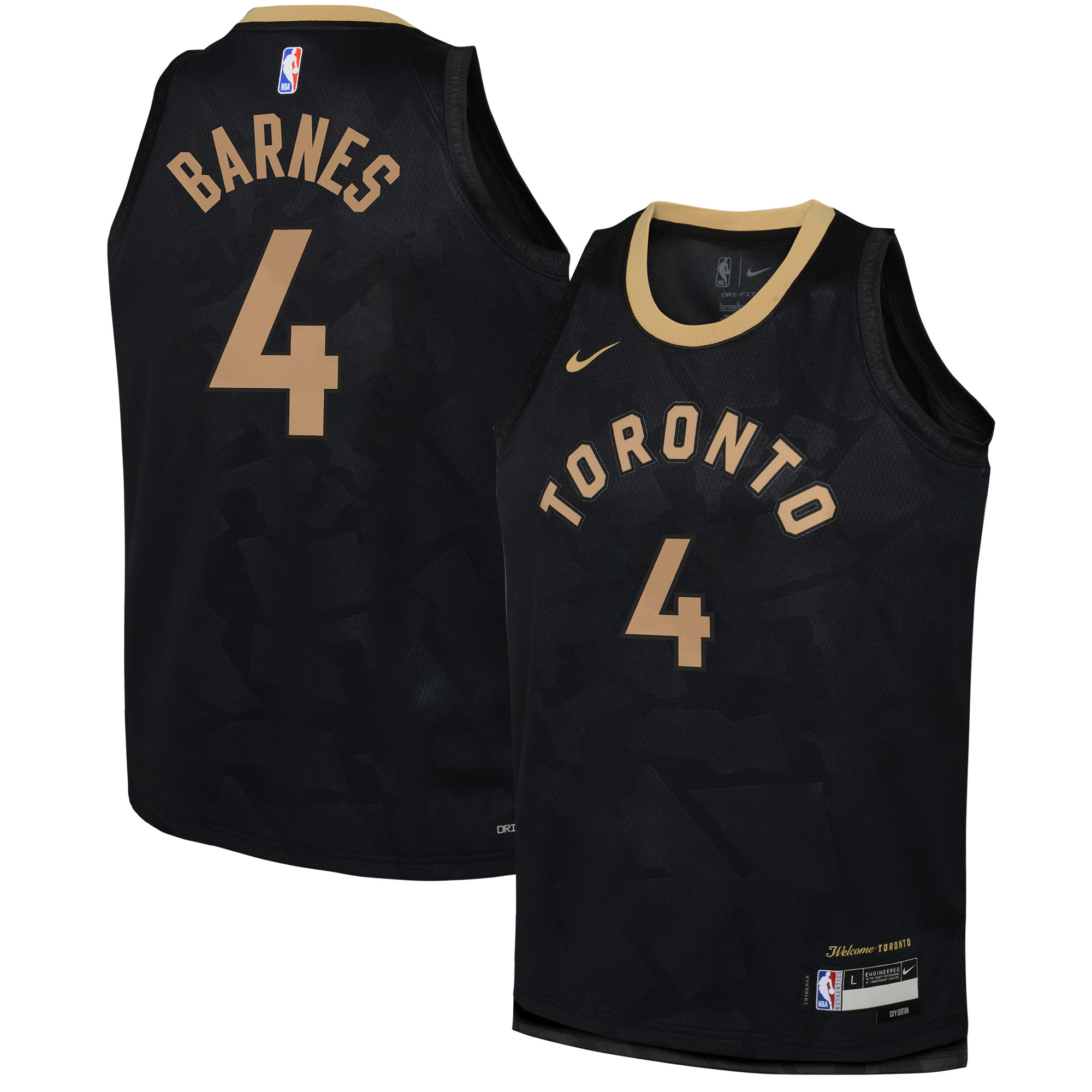 Scottie Barnes Toronto Raptors Youth 2022/23 Swingman Basketball Jersey – City Edition – Black