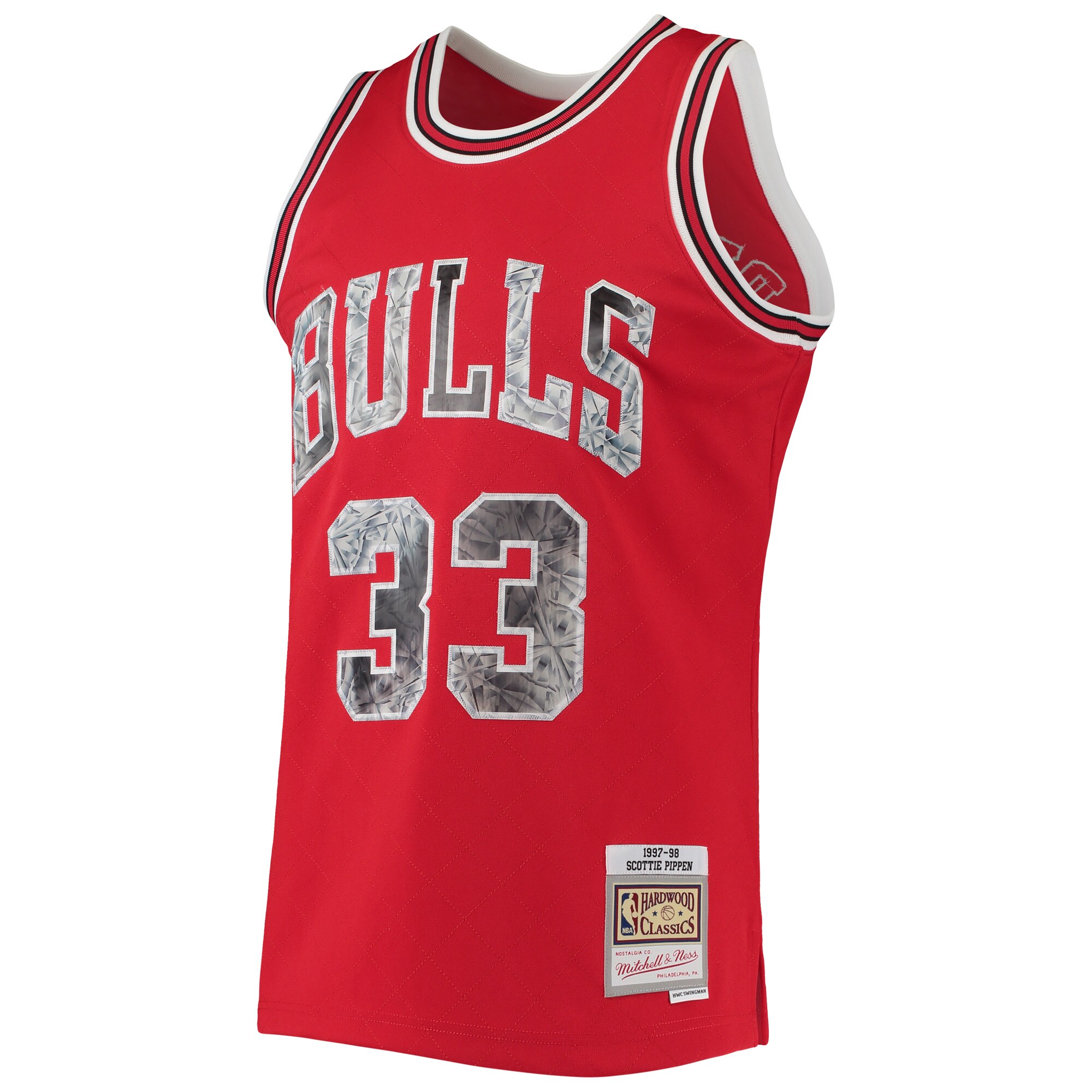 Alternative view of Scottie Pippen Chicago Bulls Mitchell & Ness 1997/98 Hardwood Classics Nba 75th Anniversary Diamond Swingman Basketball Jersey - Red