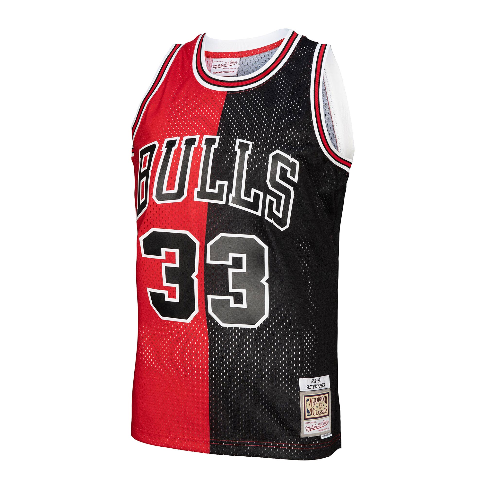 Alternative view of Scottie Pippen Chicago Bulls Mitchell & Ness Big & Tall Hardwood Classics 1997/98 Split Swingman Basketball Jersey - Red/black