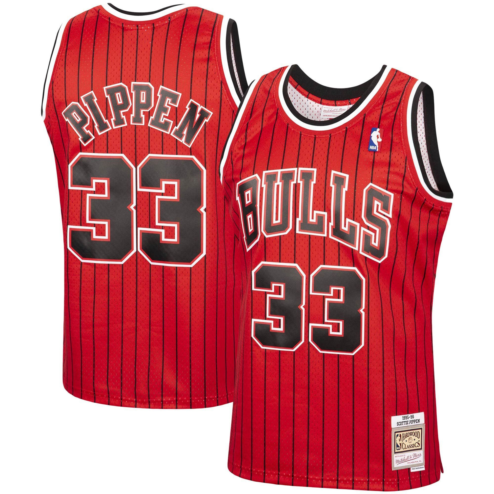 Scottie Pippen Chicago Bulls Mitchell & Ness 1995-96 Hardwood Classics Reload Swingman Basketball Jersey - Red - JS837 