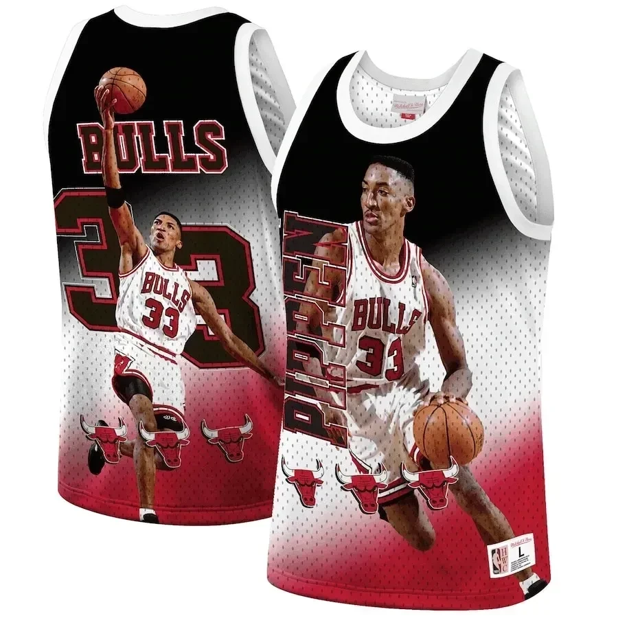 Scottie Pippen Chicago Bulls Mitchell & Ness Behind The Back Tank Top - Red Basketball Jersey - JS591 