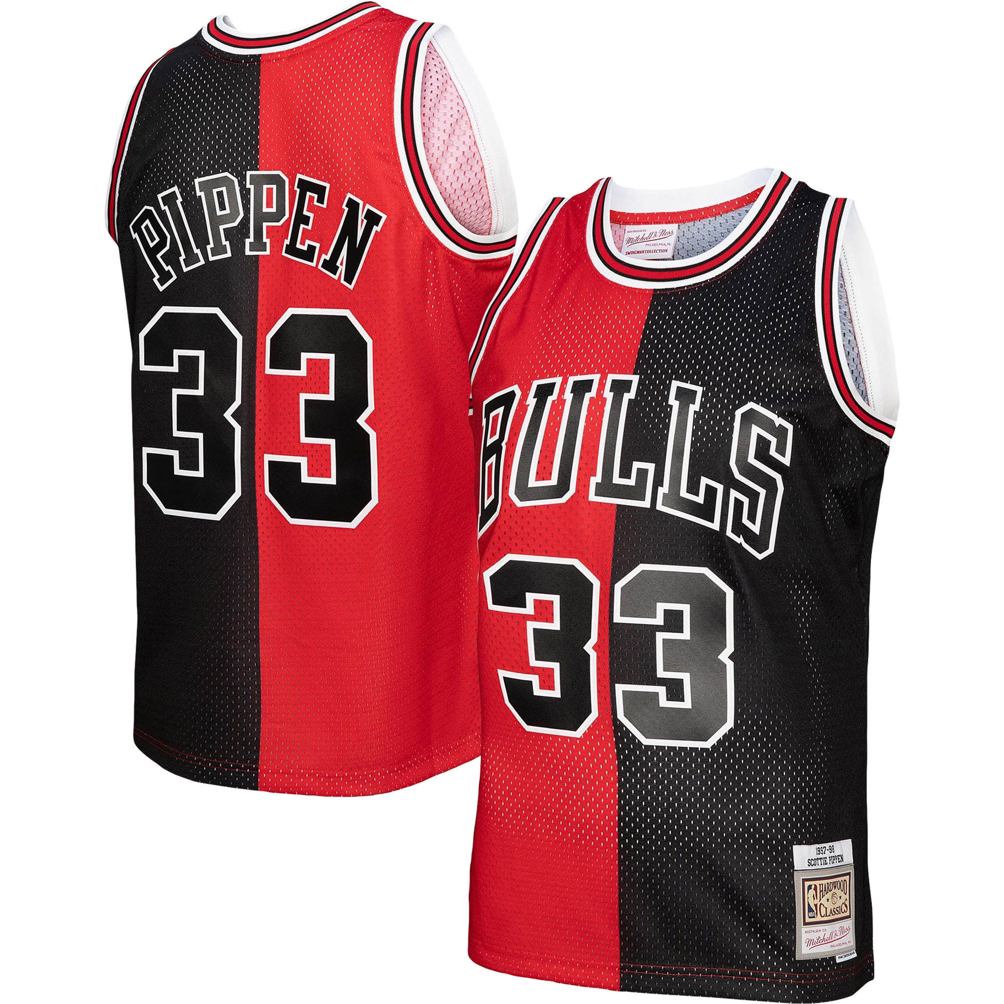 Alternative view of Scottie Pippen Chicago Bulls Mitchell & Ness Big & Tall Hardwood Classics 1997/98 Split Swingman Basketball Jersey - Red/black