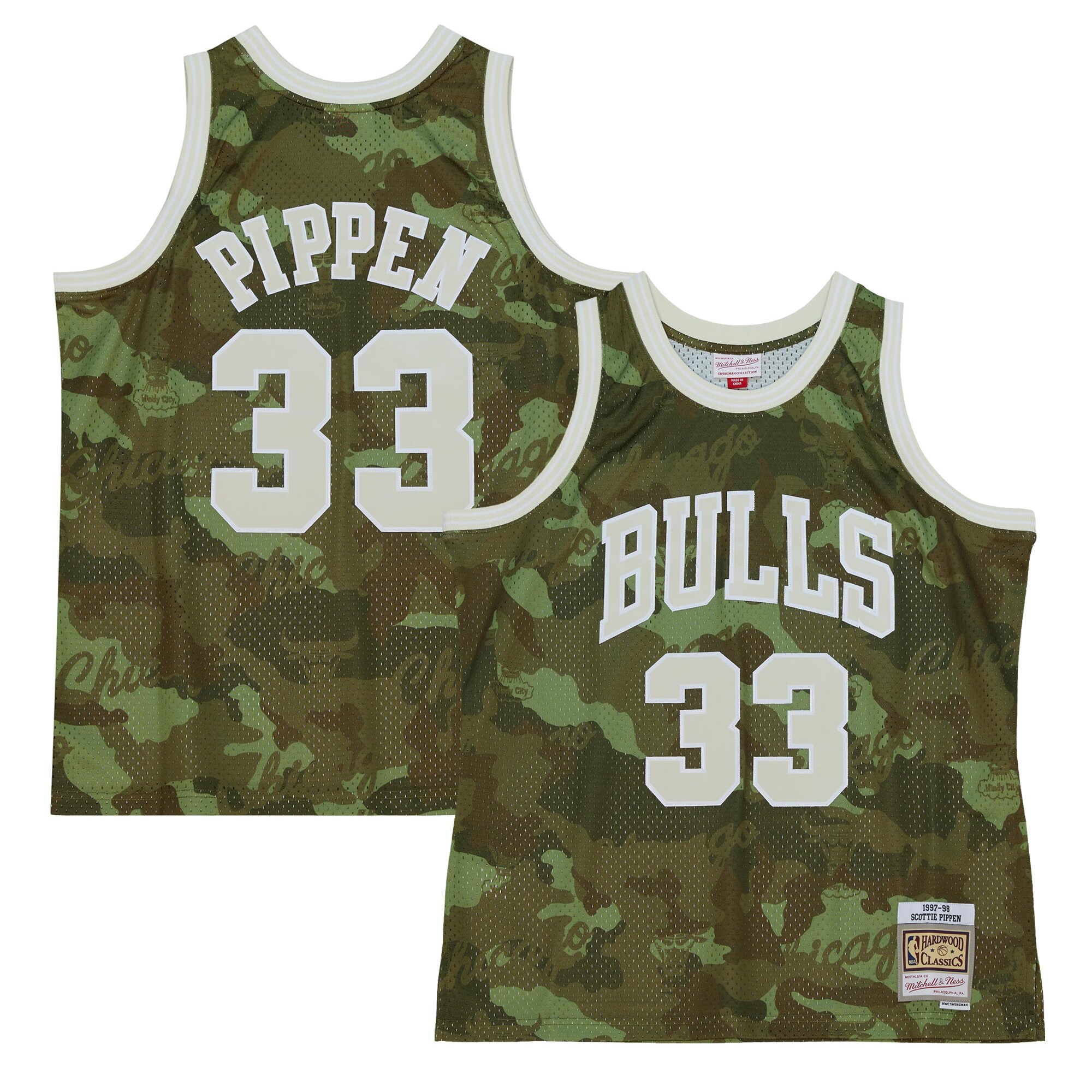 Alternative view of Scottie Pippen Chicago Bulls Mitchell & Ness Hardwood Classics 1997/98 Ghost Green Swingman Basketball Jersey - Camo