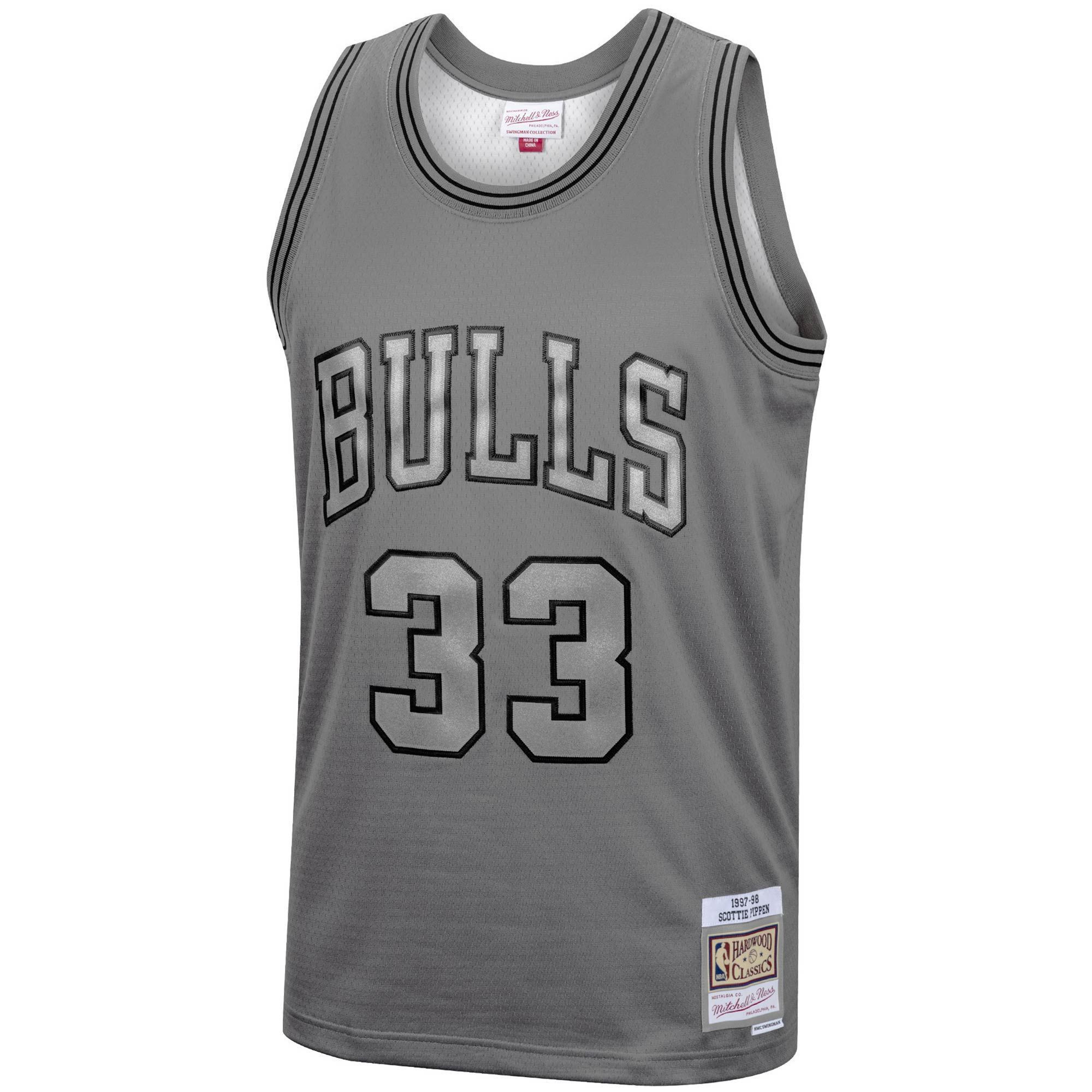 Alternative view of Scottie Pippen Chicago Bulls Mitchell & Ness Hardwood Classics Retired Player 1997/98 Metal Works Swingman Basketball Jersey – Charcoal - JS151 