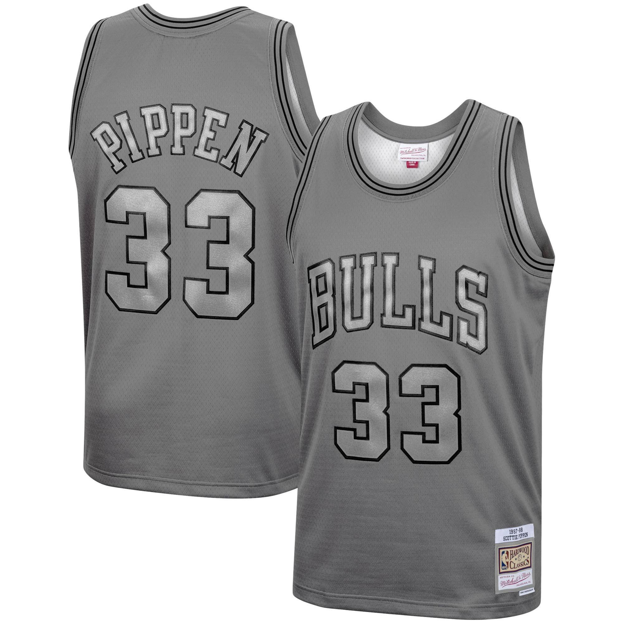 Scottie Pippen Chicago Bulls Mitchell & Ness Hardwood Classics Retired Player 1997/98 Metal Works Swingman Basketball Jersey – Charcoal - JS151 