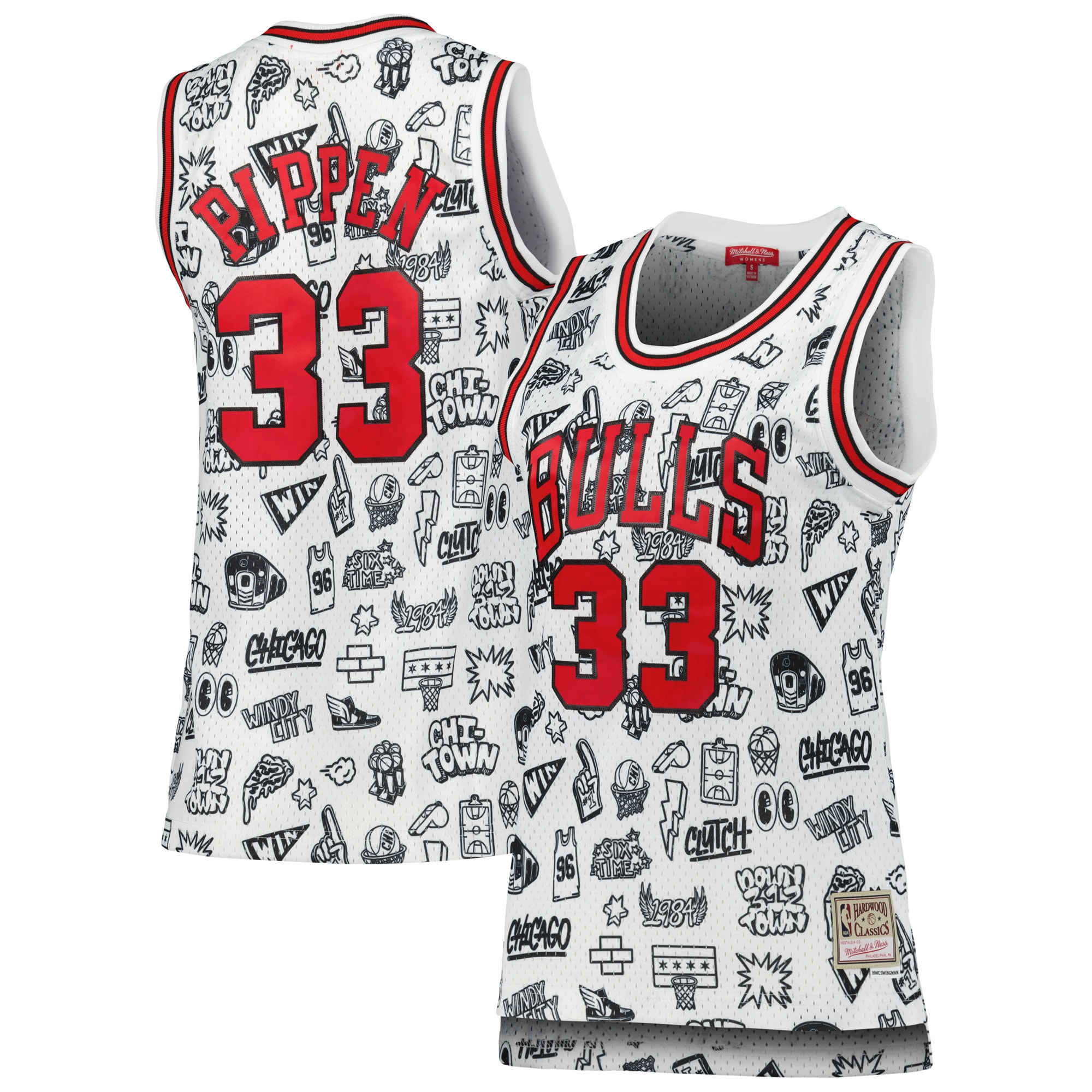 Scottie Pippen Chicago Bulls Mitchell & Ness Women's 1997 Doodle Swingman Basketball Jersey - White