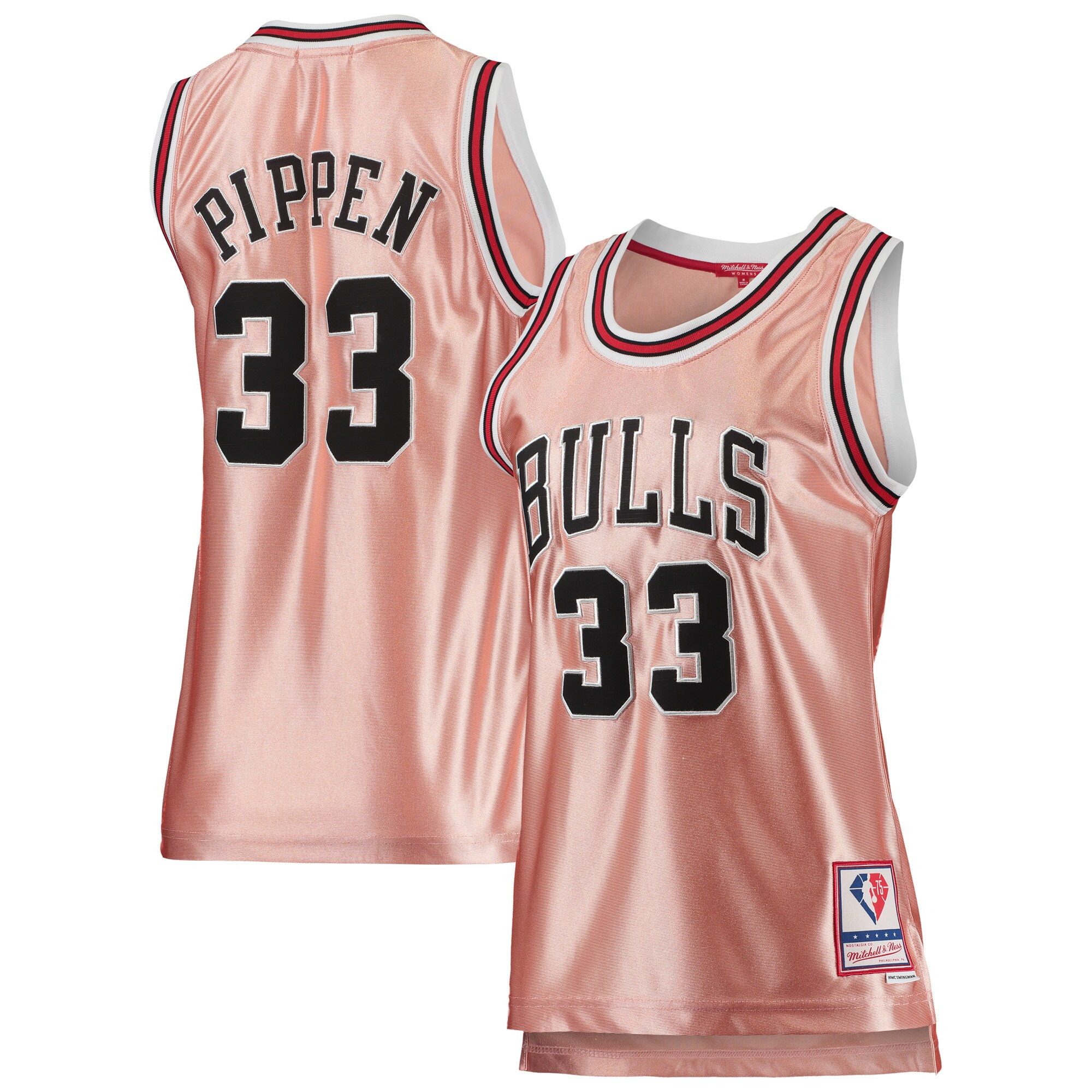 Scottie Pippen Chicago Bulls Mitchell & Ness Women's 75th Anniversary Rose Gold 1997 Swingman Basketball Jersey - Pink