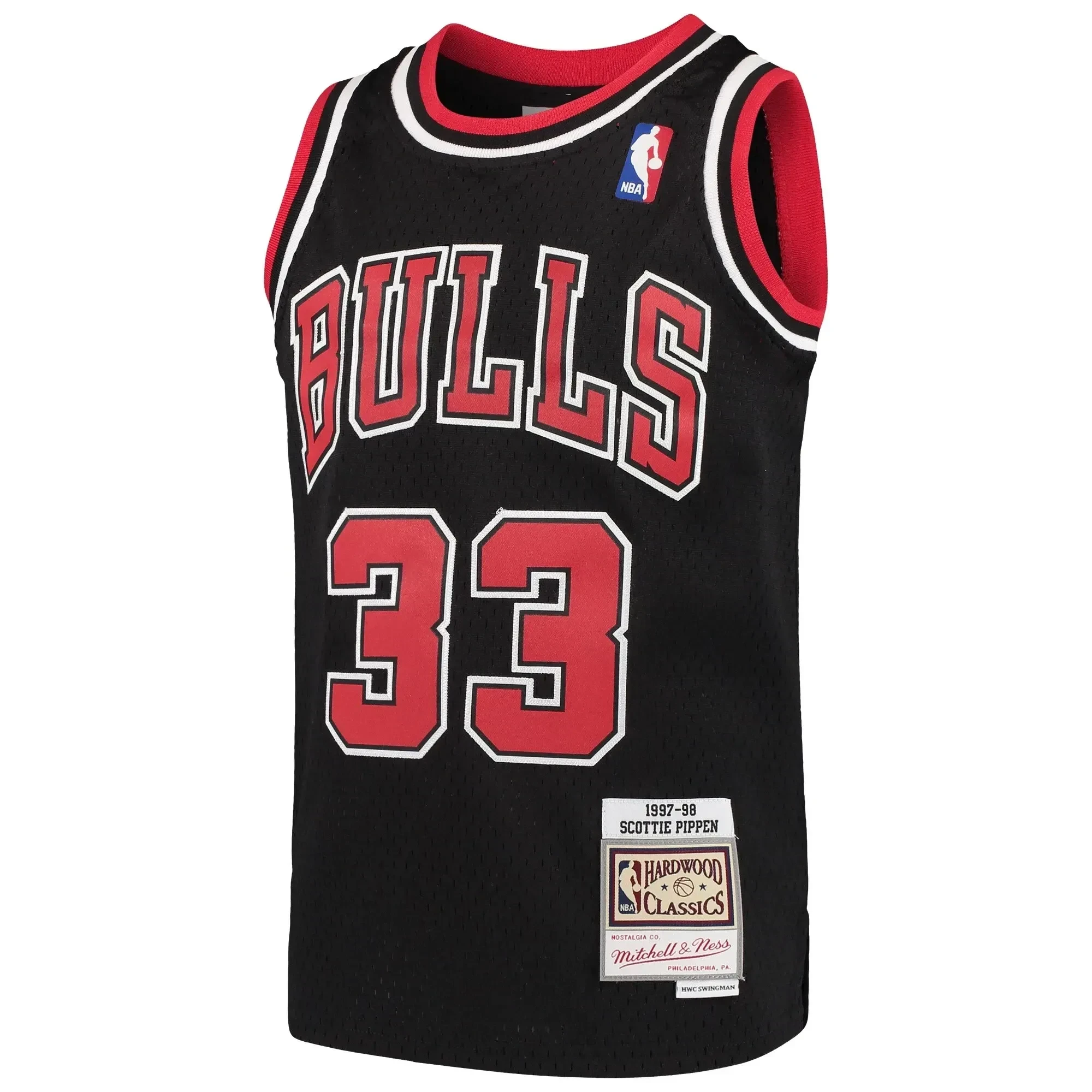 Scottie Pippen Chicago Bulls Mitchell & Ness Youth Hardwood Classics Swingman Throwback Basketball Jersey - Black - JS189 