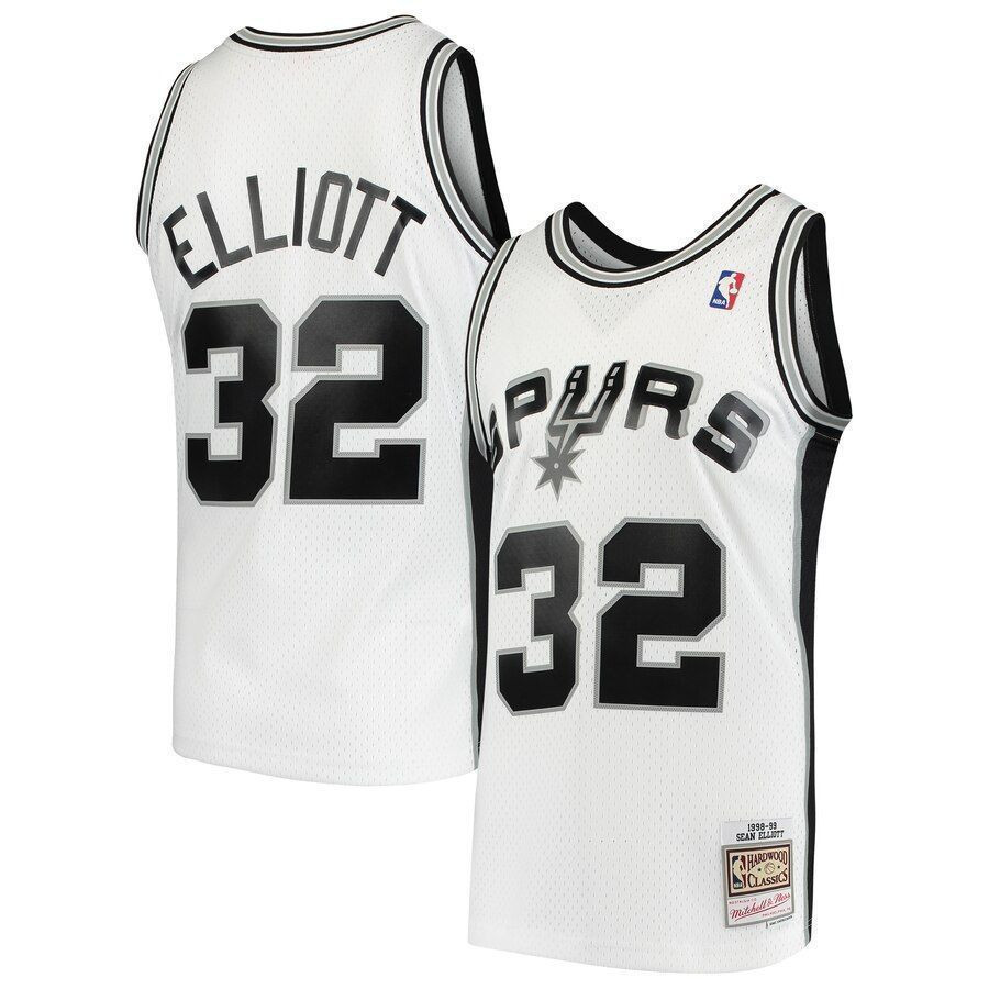 Sean Elliott San Antonio Spurs Mitchell & Ness 1998-99 Hardwood Classics Swingman Basketball Jersey - White - JS848 