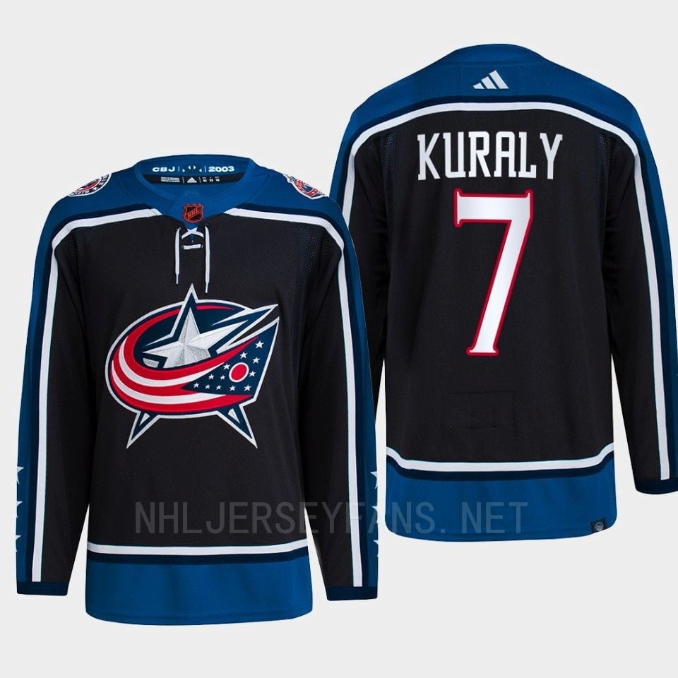 Sean Kuraly 7 Reverse Retro 2.0 2022 Columbus Blue Jackets Navy Hockey Jersey Primegreen - JS806 