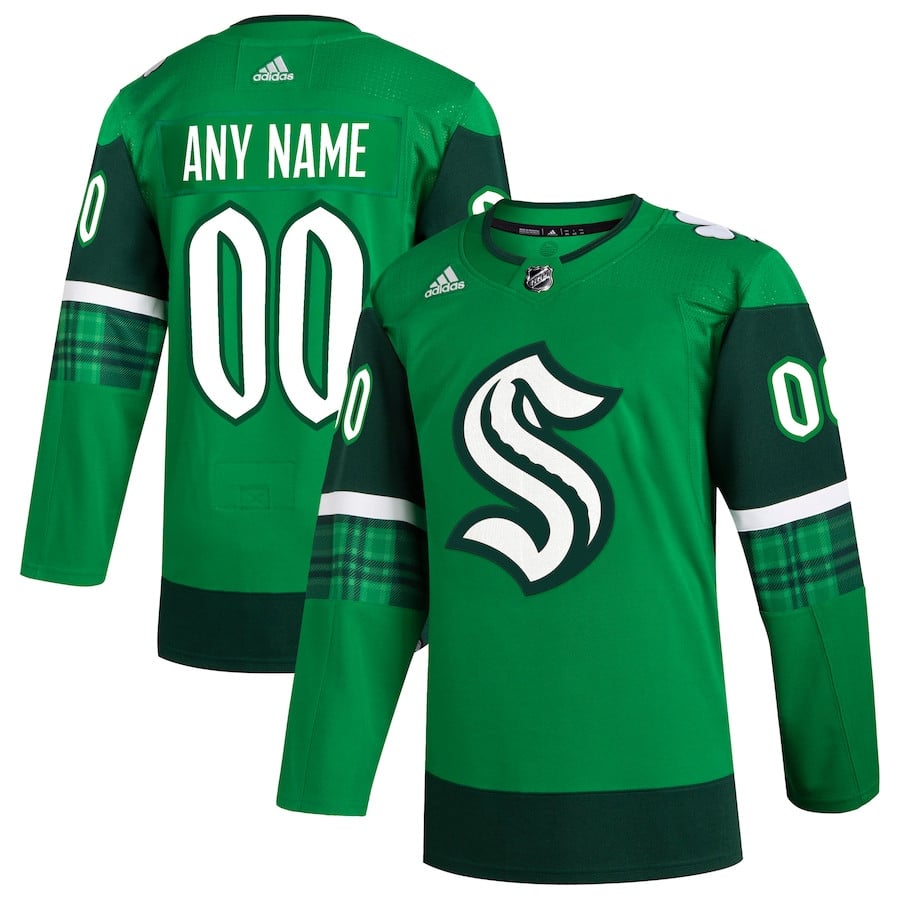 Seattle Kraken St. Patrick's Day Custom Men Hockey Jersey - Kelly Green - JS924 
